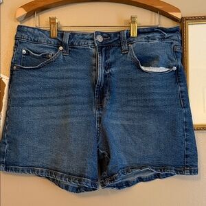 Celebrity Pink Dark Blue High-Rise Denim Shorts